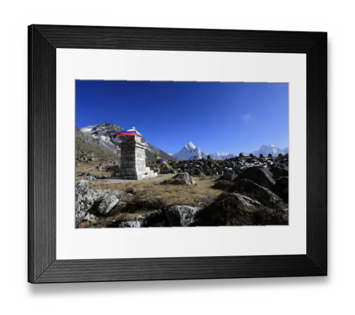 Framed Print : Memorials and Tombstones to climbers and Sherpas Framed Print : Memorials and Tombstones to climbers and Sherpas