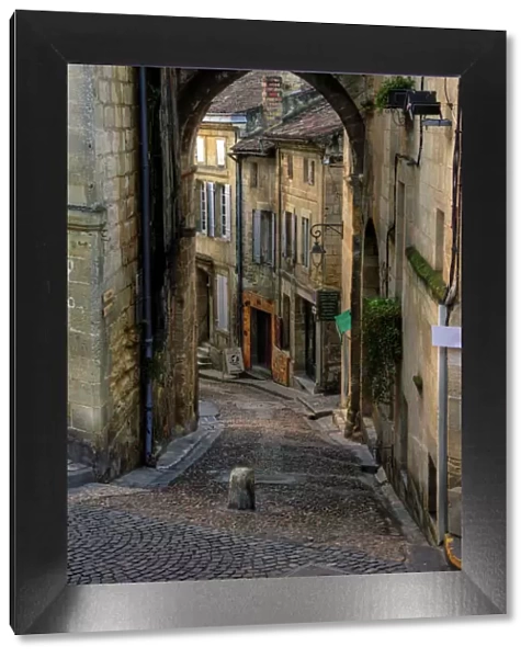 Saint Emilion village old cobbled narrow street