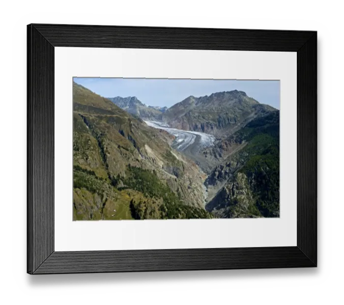 Framed Print : Belalp tourism region, with views of Aletsch Glacier, Strahlhorn, Eggishorn and Bettmerhorn, Bernese Alps, Canton of Valais, Switzerland