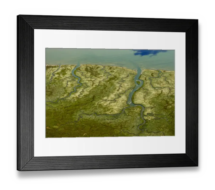 Framed Print : Aerial view, Ostheller outland, salt marshes with tidal creeks, Norderney, island in the North Sea, East Frisian Islands, Lower Saxony, Germany Framed Print : Aerial view, Ostheller outland, salt marshes with tidal creeks, Norderney, island in the North Sea, East Frisian Islands, Lower Saxony, Germany