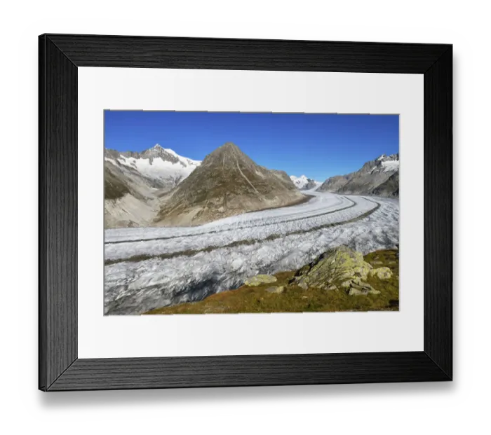 Framed Print : Great Aletsch Glacier, Mt Olmenhorn at the front, Mt Aletschhorn at the back, Canton of Valais, Goms, Switzerland