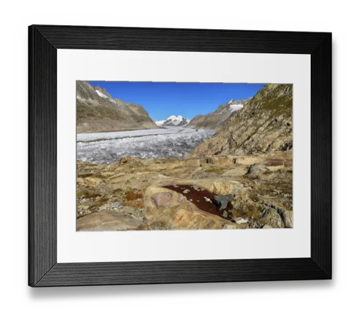 Framed Print : Great Aletsch Glacier, mountains Eiger and Monch at the back, Canton of Valais, Goms, Switzerland Framed Print : Great Aletsch Glacier, mountains Eiger and Monch at the back, Canton of Valais, Goms, Switzerland