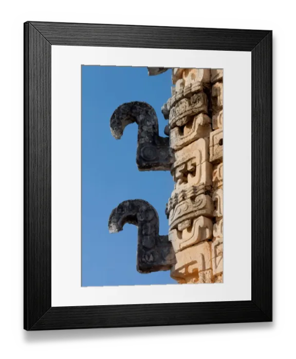 Framed Print : Detail of pyramid in Uxmal, Yucatan, Mexico