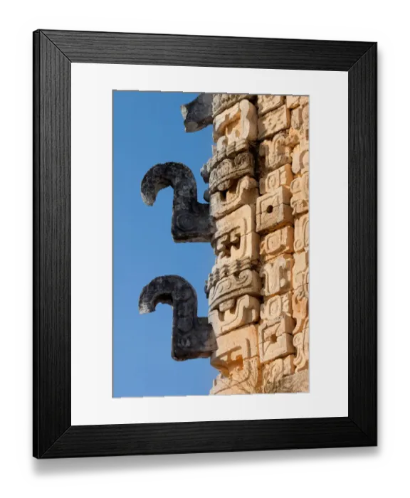 Framed Print : Detail of pyramid in Uxmal, Yucatan, Mexico Framed Print : Detail of pyramid in Uxmal, Yucatan, Mexico