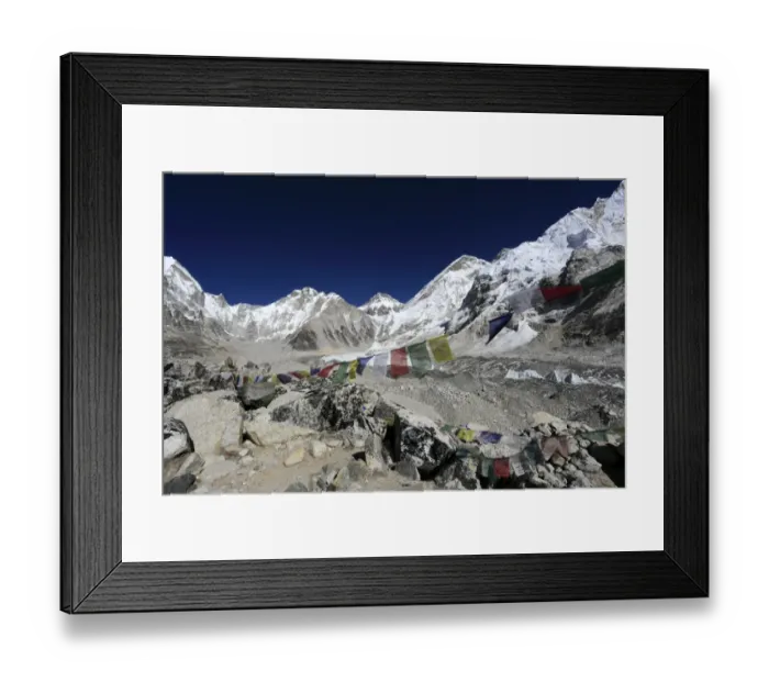 Framed Print : Buddhist Stupa with Prayer flags, Khumbu Glacier Framed Print : Buddhist Stupa with Prayer flags, Khumbu Glacier