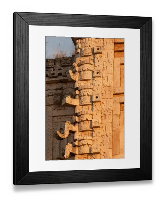 Framed Print : Limestone carvings in Uxmal, Yucatan, Mexico Framed Print : Limestone carvings in Uxmal, Yucatan, Mexico