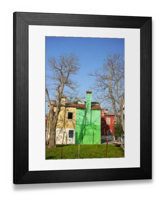 Framed Print : Colourful backyard houses