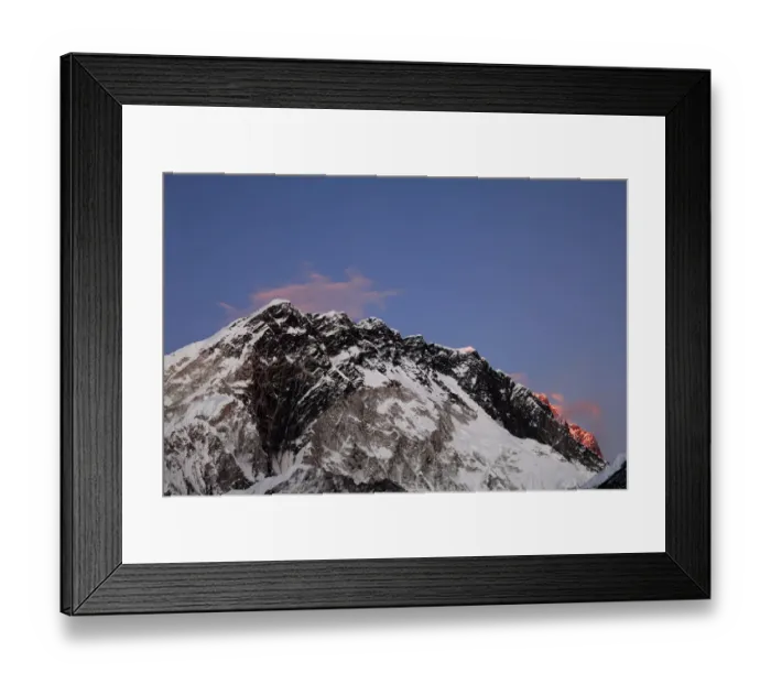 Framed Print : Sunset over the Summit of Nuptse mountain