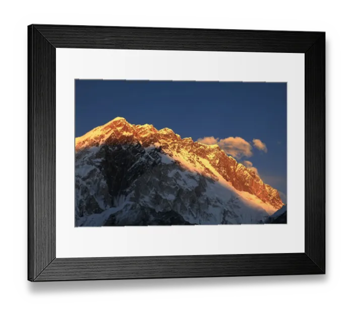 Framed Print : Sunset over the Summit of Nuptse mountain Framed Print : Sunset over the Summit of Nuptse mountain