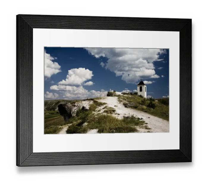 Framed Print : Cross and bell tower on a cliff in Orheiul Vechi Framed Print : Cross and bell tower on a cliff in Orheiul Vechi