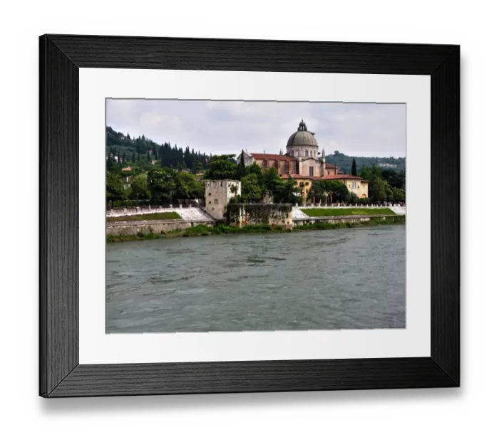 Framed Print : San Giorgio Church by River Adige Verona Italy Framed Print : San Giorgio Church by River Adige Verona Italy