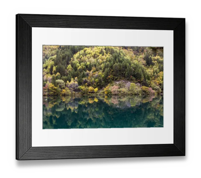 Framed Print : Mirror lake in autumn, Jiuzhaigou Valley Framed Print : Mirror lake in autumn, Jiuzhaigou Valley