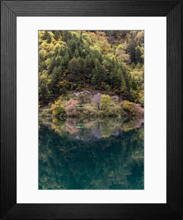 Framed Print : Mirror lake in autumn, Jiuzhaigou Valley Framed Print : Mirror lake in autumn, Jiuzhaigou Valley