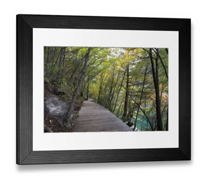 Framed Print : Boardwalk in Jiuzhaigou Valley forest Framed Print : Boardwalk in Jiuzhaigou Valley forest