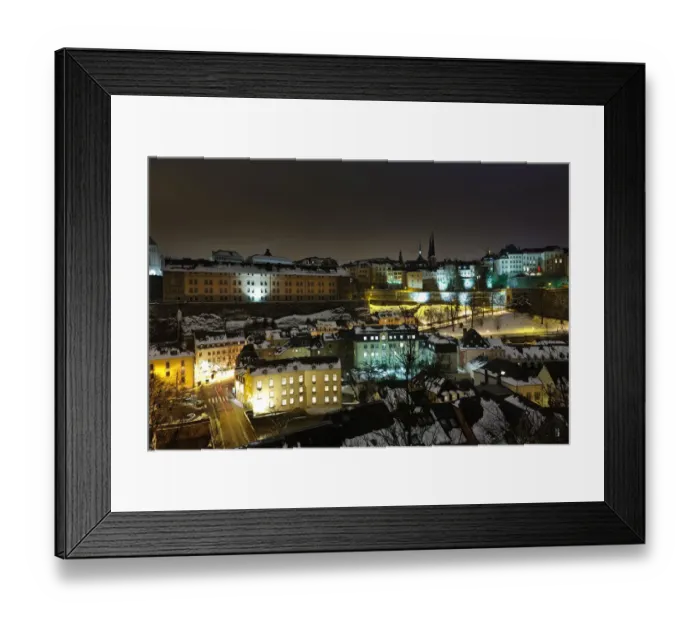 Framed Print : Luxembourg Old City at night under the snow Framed Print : Luxembourg Old City at night under the snow