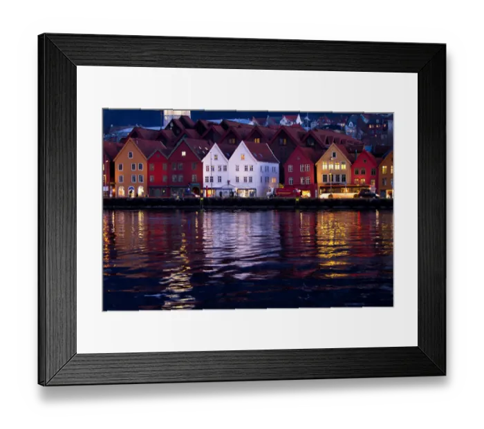Framed Print : colorful reflection of Bryggen Bergen Framed Print : colorful reflection of Bryggen Bergen