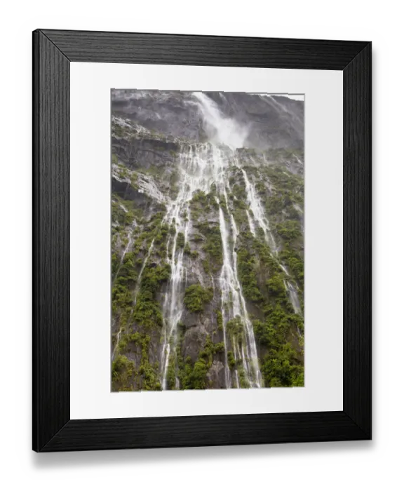 Framed Print : Stirling Falls, 155m, in Milford Sound, Fiordland National Park, Southland Region, New Zealand