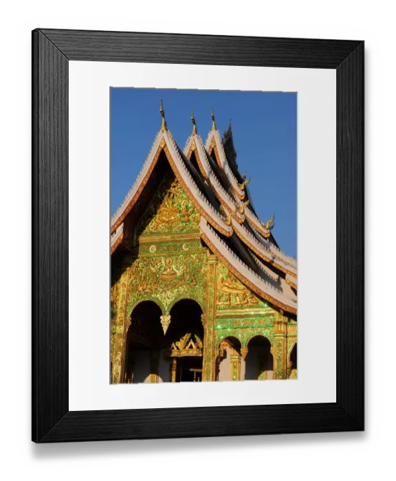 Framed Print : Golden, Ornate Facade of Haw Pha Bang Temple, Laos