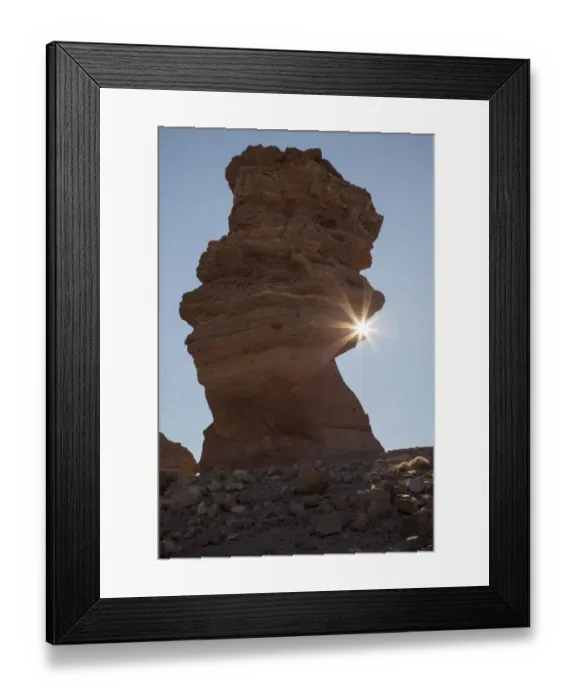 Framed Print : Sunburst touching a rock spire in Teide Framed Print : Sunburst touching a rock spire in Teide