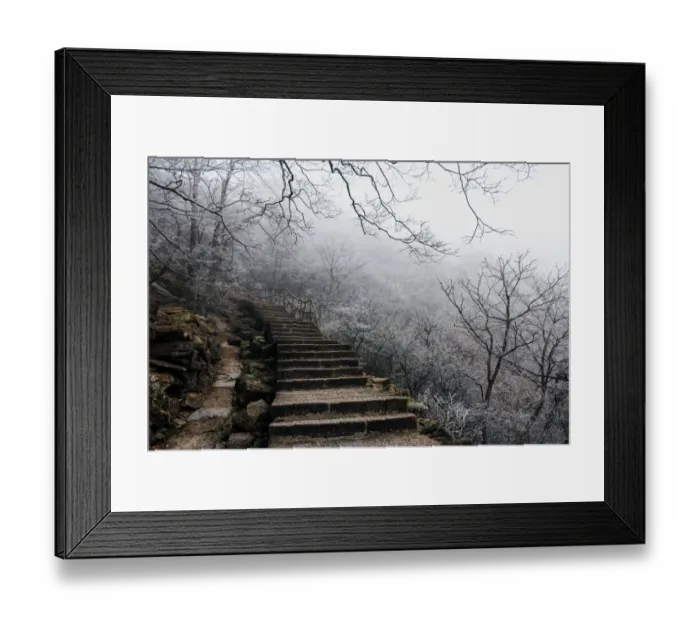 Framed Print : Mysterious steps in frosty mountains, China Framed Print : Mysterious steps in frosty mountains, China