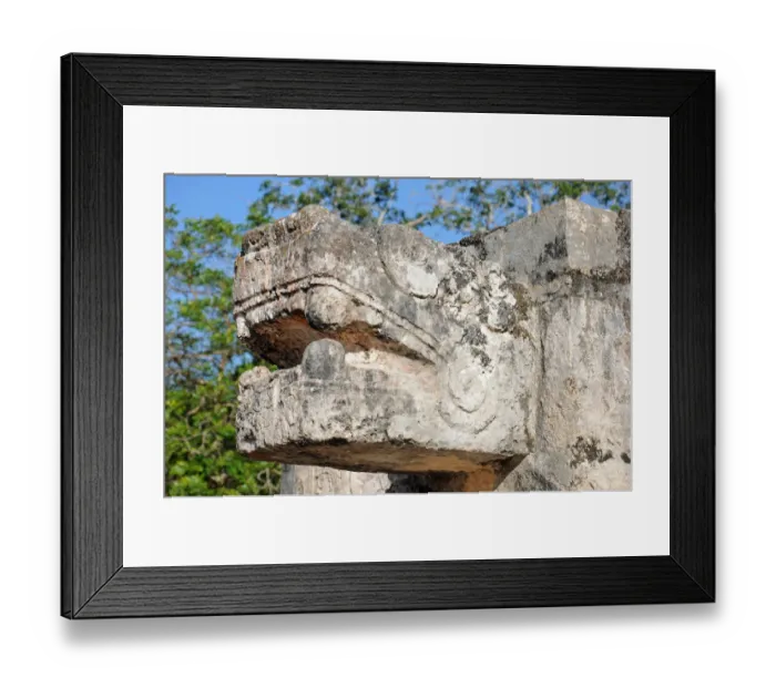 Framed Print : Mayan Serpent Head Sculpture, Chichen Itza Framed Print : Mayan Serpent Head Sculpture, Chichen Itza