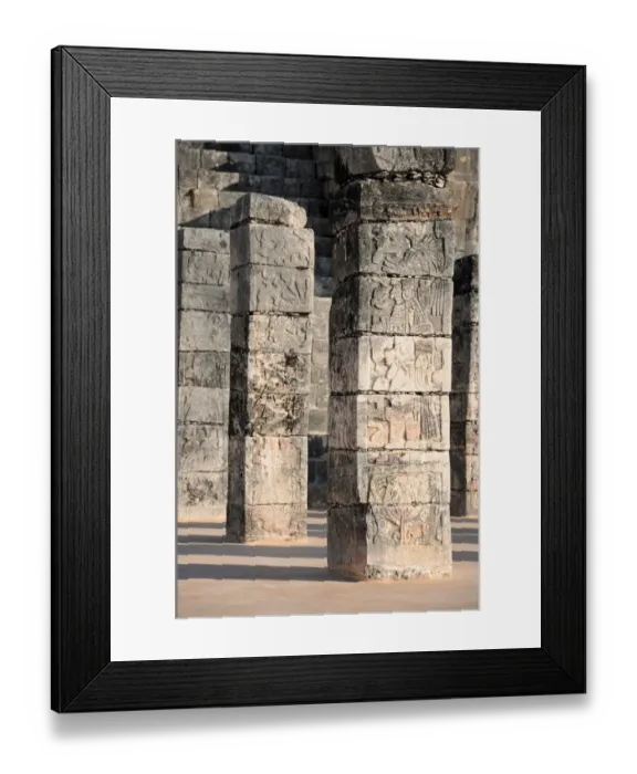Framed Print : Carved Stone Mayan Warrior Columns, Chichen Itza