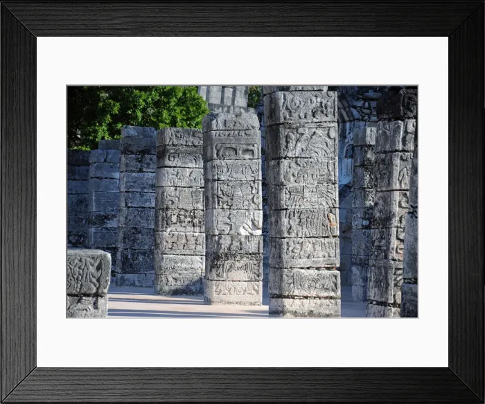 Framed Print : Carved stone mayan warrior columns, Chichen Itza Framed Print : Carved stone mayan warrior columns, Chichen Itza