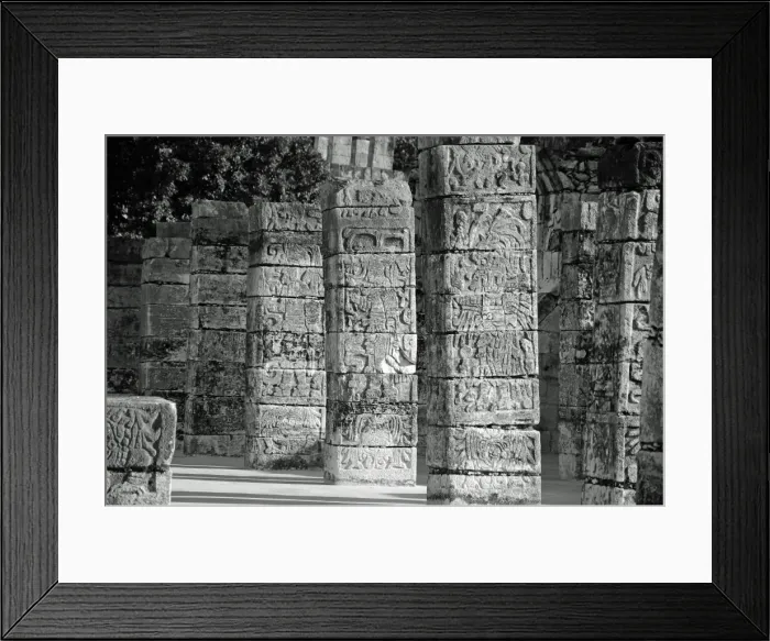 Framed Print : Carved Stone Mayan Warrior Columns, Chichen Itza Framed Print : Carved Stone Mayan Warrior Columns, Chichen Itza