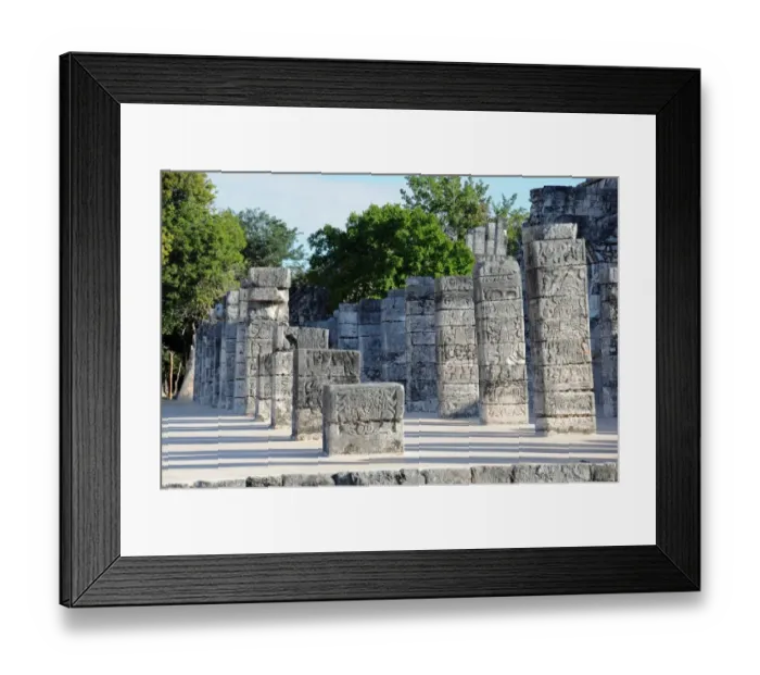 Framed Print : Carved Stone Mayan Warrior Columns, Chichen Itza Framed Print : Carved Stone Mayan Warrior Columns, Chichen Itza