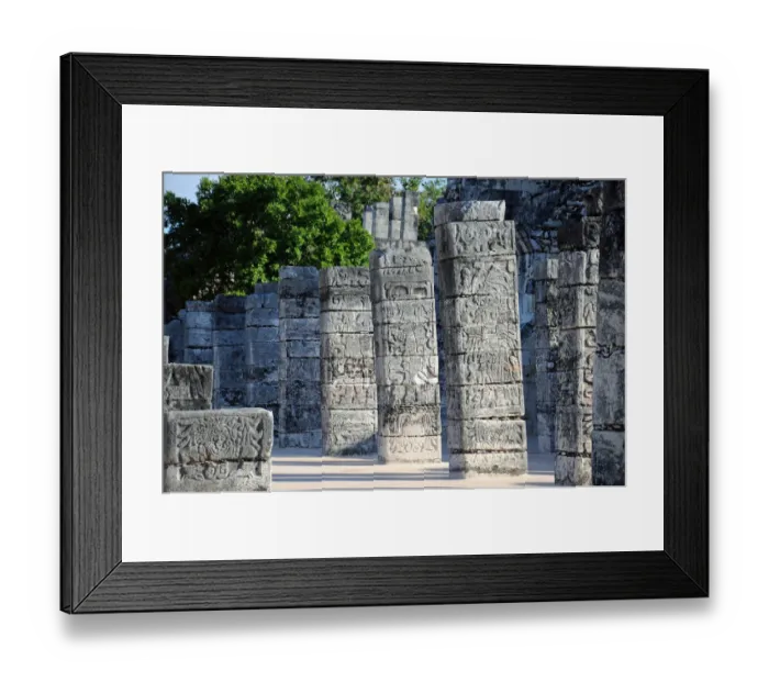 Framed Print : Carved Stone Mayan Warrior Columns Framed Print : Carved Stone Mayan Warrior Columns