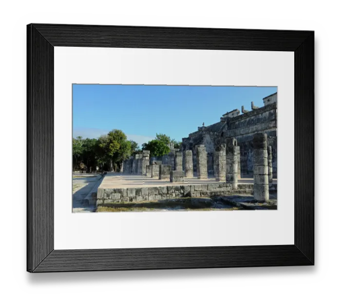Framed Print : Mayan Step Pyramid and Columns, Chichen Itza Framed Print : Mayan Step Pyramid and Columns, Chichen Itza
