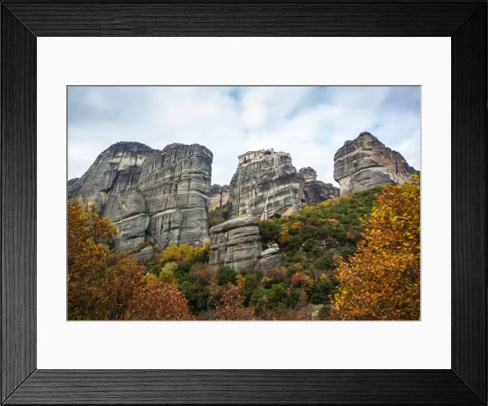 Framed Print : Monastery perched on a cliff with autumn foliage Framed Print : Monastery perched on a cliff with autumn foliage