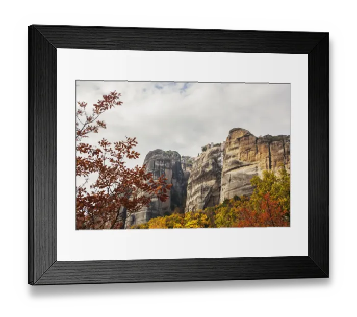 Framed Print : Monastery perched on a cliff with autumn foliage Framed Print : Monastery perched on a cliff with autumn foliage