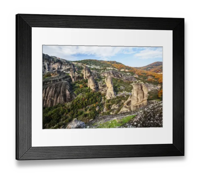Framed Print : Landscape of rugged cliffs and autumn foliage Framed Print : Landscape of rugged cliffs and autumn foliage