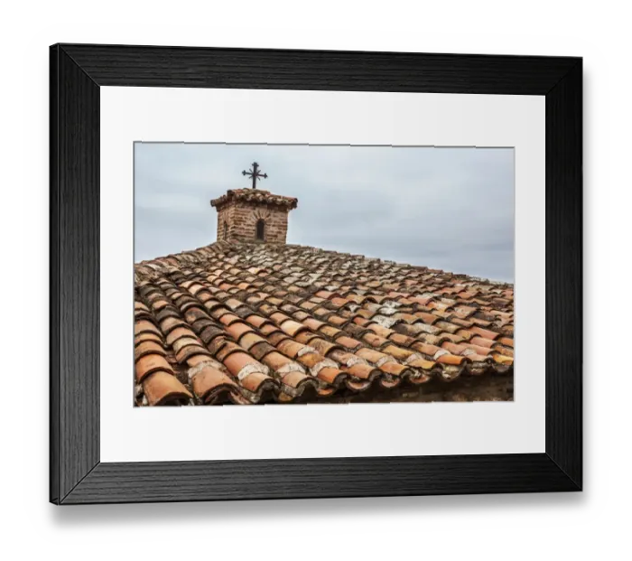 Framed Print : Tiles and cross on roof of Monastery Varlaam Framed Print : Tiles and cross on roof of Monastery Varlaam