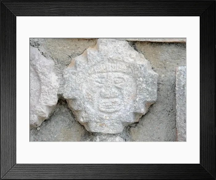 Framed Print : Ancient Mayan Stone Face Carving, Uxmal Framed Print : Ancient Mayan Stone Face Carving, Uxmal