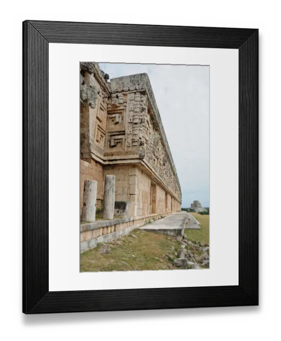 Framed Print : Ancient Mayan Ruined Buildings and Pyramid, Uxmal Framed Print : Ancient Mayan Ruined Buildings and Pyramid, Uxmal