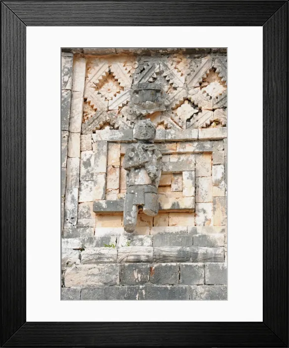 Framed Print : Ancient Mayan Carved Building Facade Framed Print : Ancient Mayan Carved Building Facade