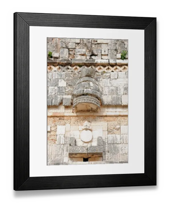 Framed Print : Ancient Mayan Carved Building Facade Framed Print : Ancient Mayan Carved Building Facade