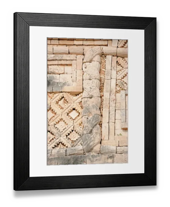 Framed Print : Ancient mayan carved building facade, Uxmal Framed Print : Ancient mayan carved building facade, Uxmal