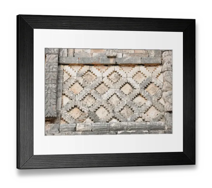 Framed Print : Ancient mayan carved building facade, Uxmal