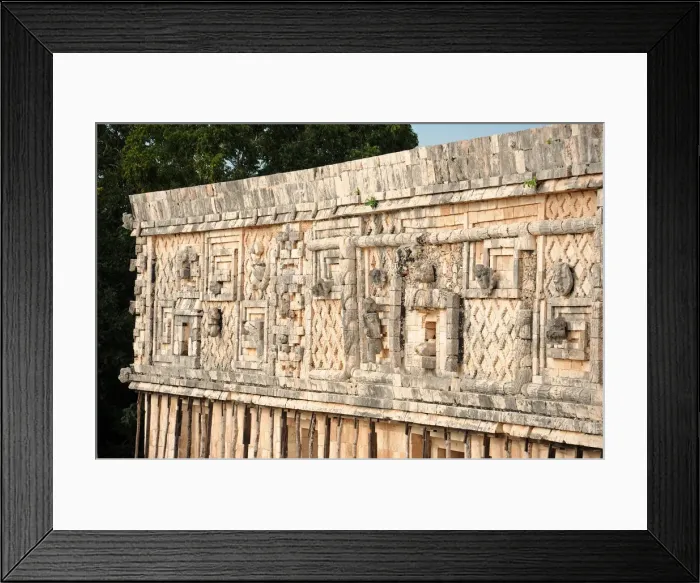 Framed Print : Ancient Mayan Carved Building Facade Framed Print : Ancient Mayan Carved Building Facade