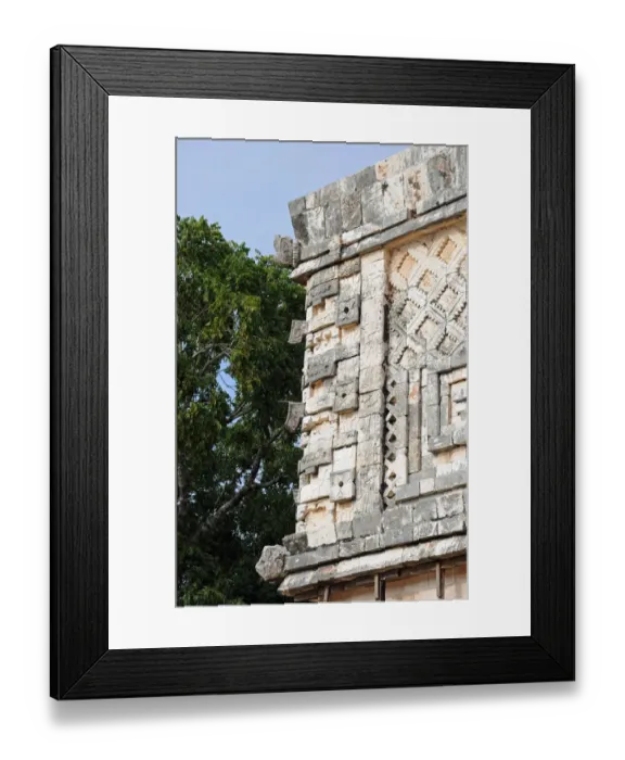 Framed Print : Ancient Mayan Carved Building Facade, Uxmal Framed Print : Ancient Mayan Carved Building Facade, Uxmal