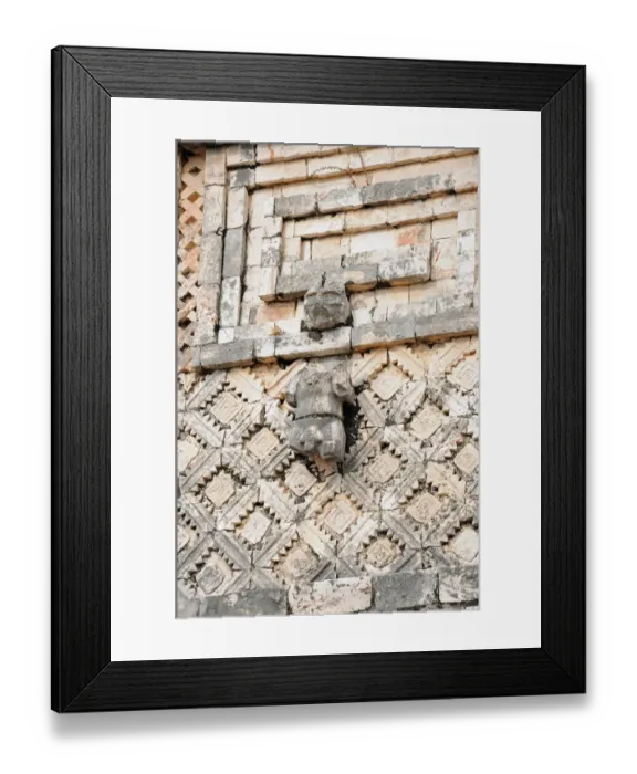 Framed Print : Ancient Mayan Carved Building Facade, Uxmal Framed Print : Ancient Mayan Carved Building Facade, Uxmal