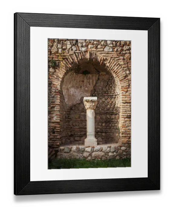 Framed Print : Niche in a stone wall with column and capitol Framed Print : Niche in a stone wall with column and capitol