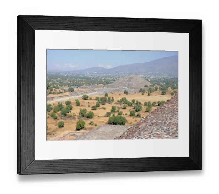 Framed Print : Teotihuacan step pyramid and ancient ruins