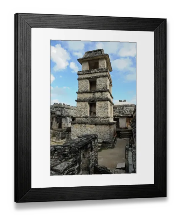Framed Print : Palenque Maya Observation Tower, Palace Courtyard