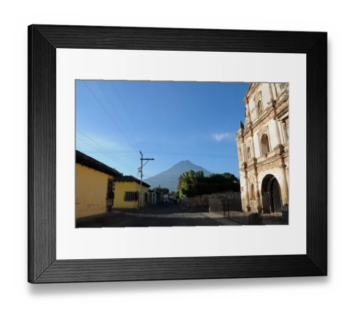Framed Print : Agua Volcano and Streets of Antigua, Guatemala Framed Print : Agua Volcano and Streets of Antigua, Guatemala