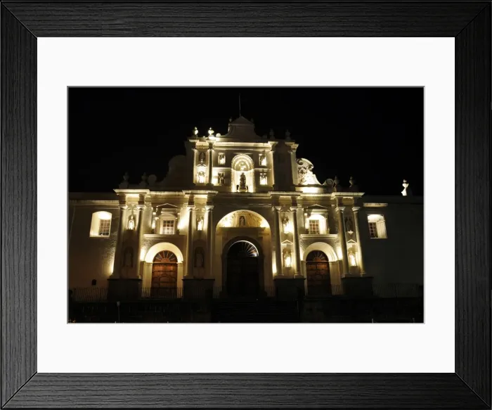 Framed Print : Antigua Guatemala Cathedral at night