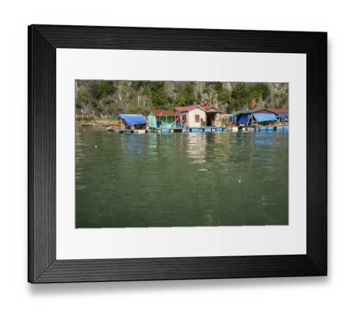 Framed Print : Floating village in Halong bay Framed Print : Floating village in Halong bay